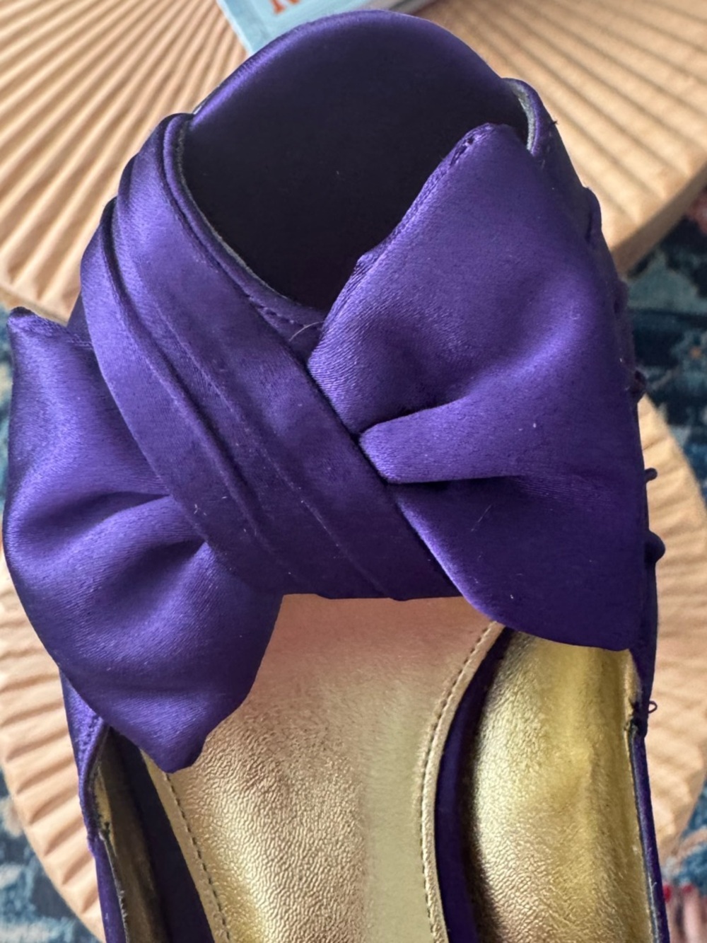 Nina Forbes Grape Luster Satin Purple Formal Peep Toe Kitten Heels 7.5 - Picture 10 of 10